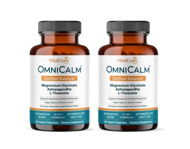 VitalCraft OmniCalm Cortisol Supplements Stress Relief & Sleep Support 2 PACK