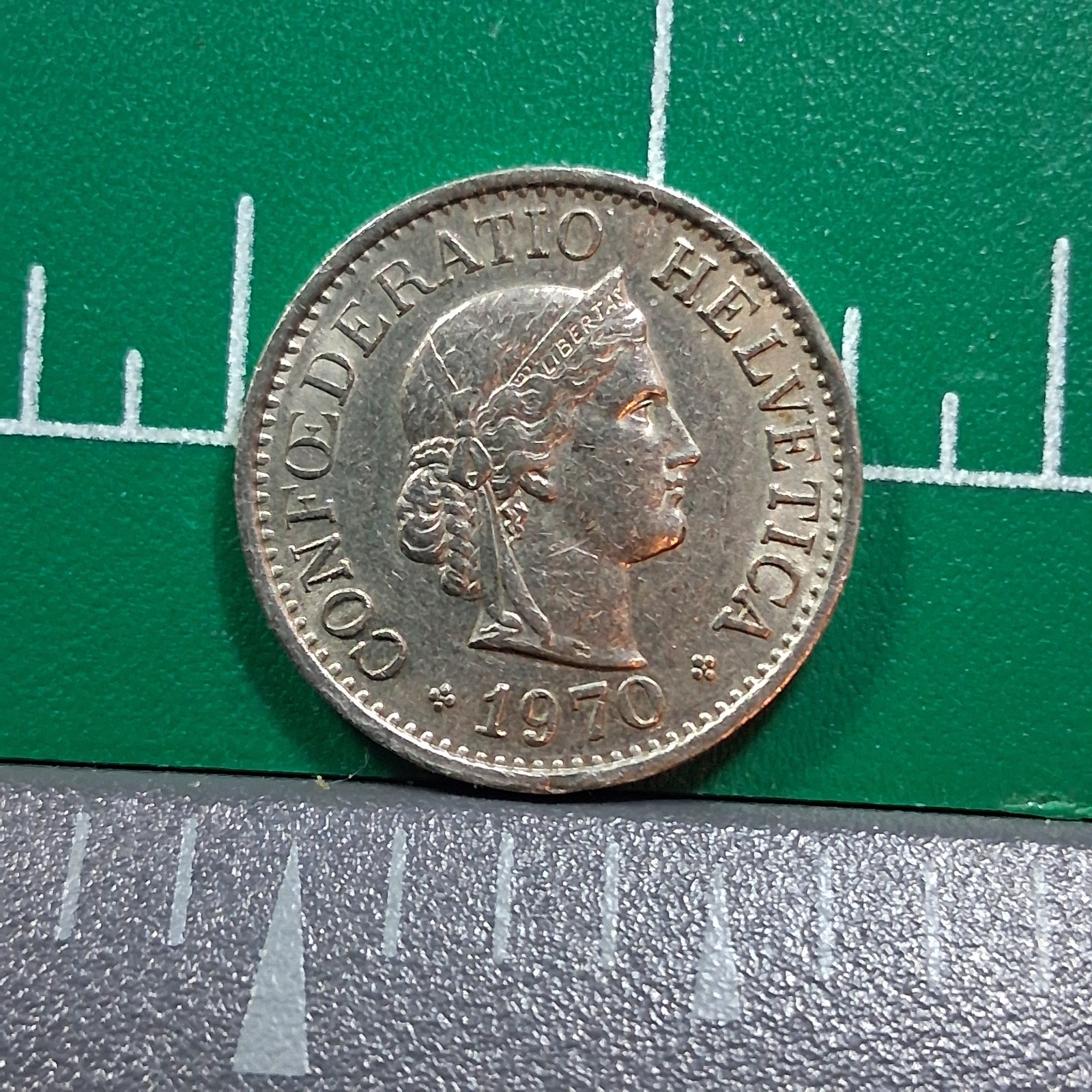 1970 Switzerland Libertas / Wreath 10 Rappen Currency Coin