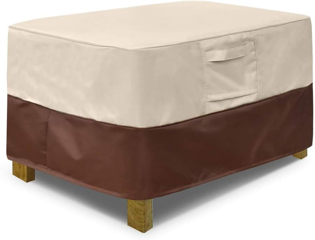 Rectangle Patio Ottoman Cover, Waterproof Outdoor Ottoman Cover with Padded Hand