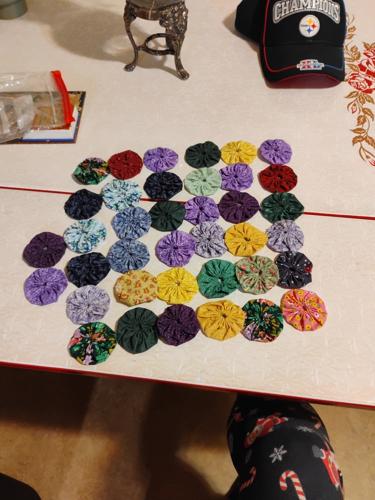 38 Handmade FABRIC YOYOS 1 3/4” yo-yo's for quilting and crafting,