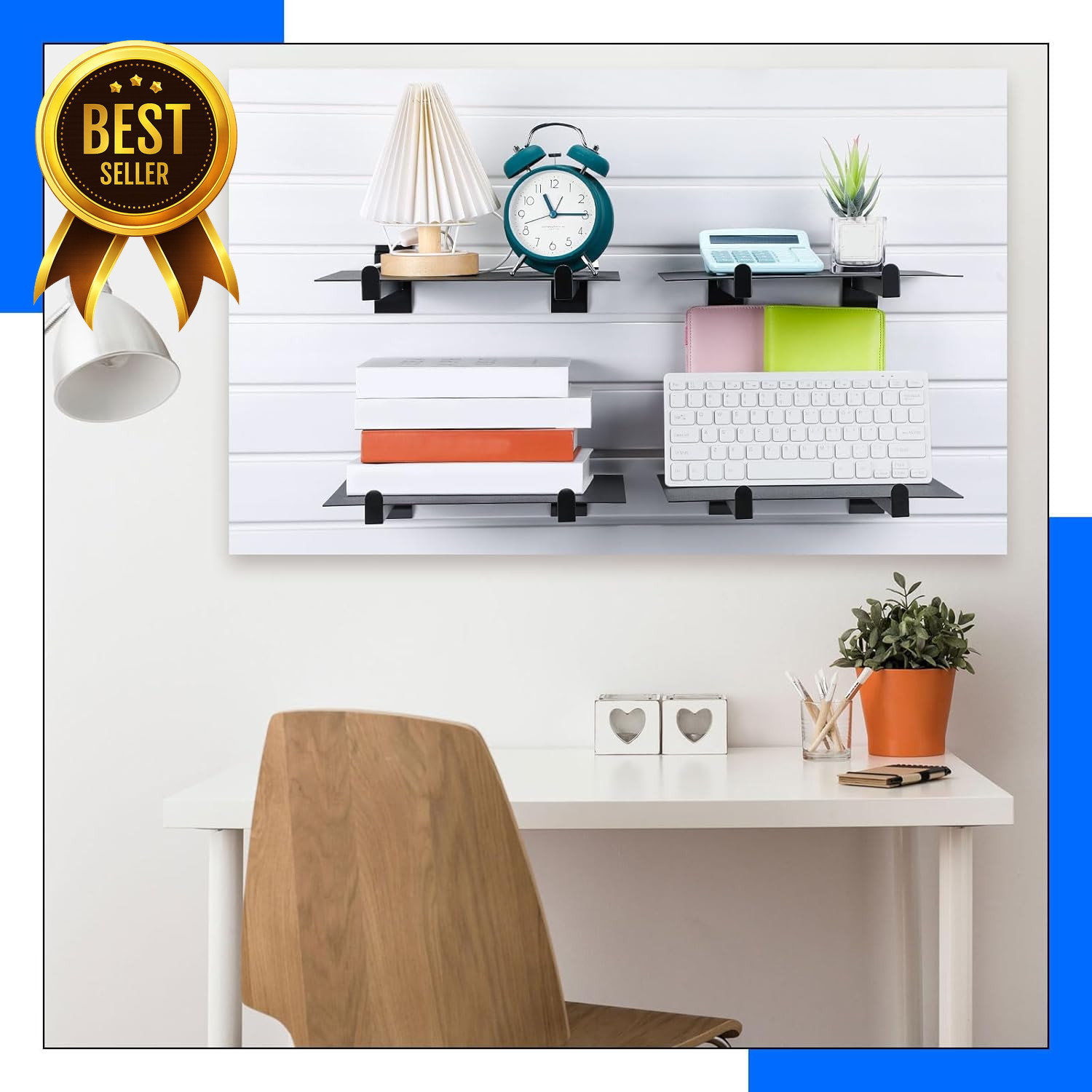 24 Pack 12in Slatwall Shelf Brackets Heavy Duty Display Hooks Black