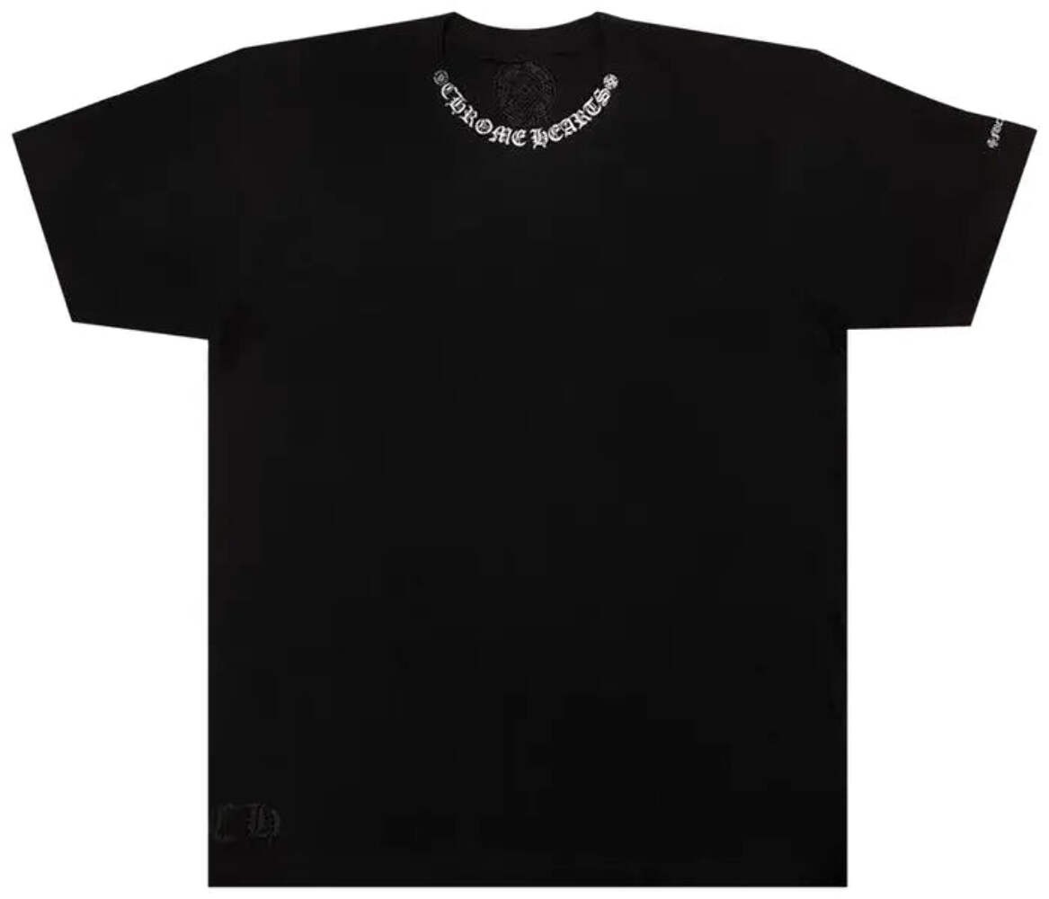 Chrome Hearts White Neck Logo Black Tee