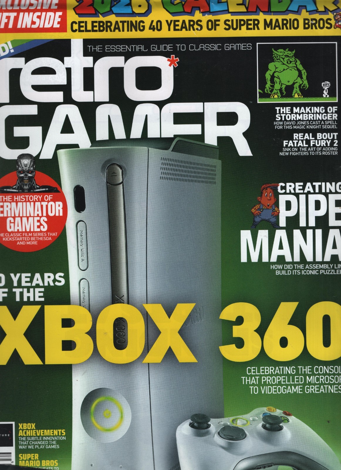 20 YEARS XBOX 360 RETRO GAMER MAGAZINE ISSUE #279 UK 2025 + 2026 MARIO CALENDAR
