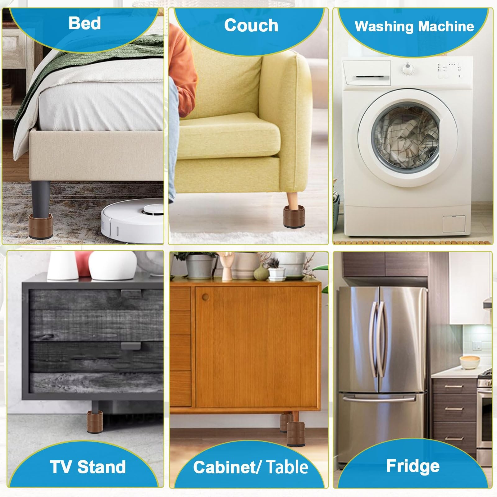 Bed Risers Stackable 16 Pack 1-4 Inch Heavy Duty Adjustable for Sofa Chair