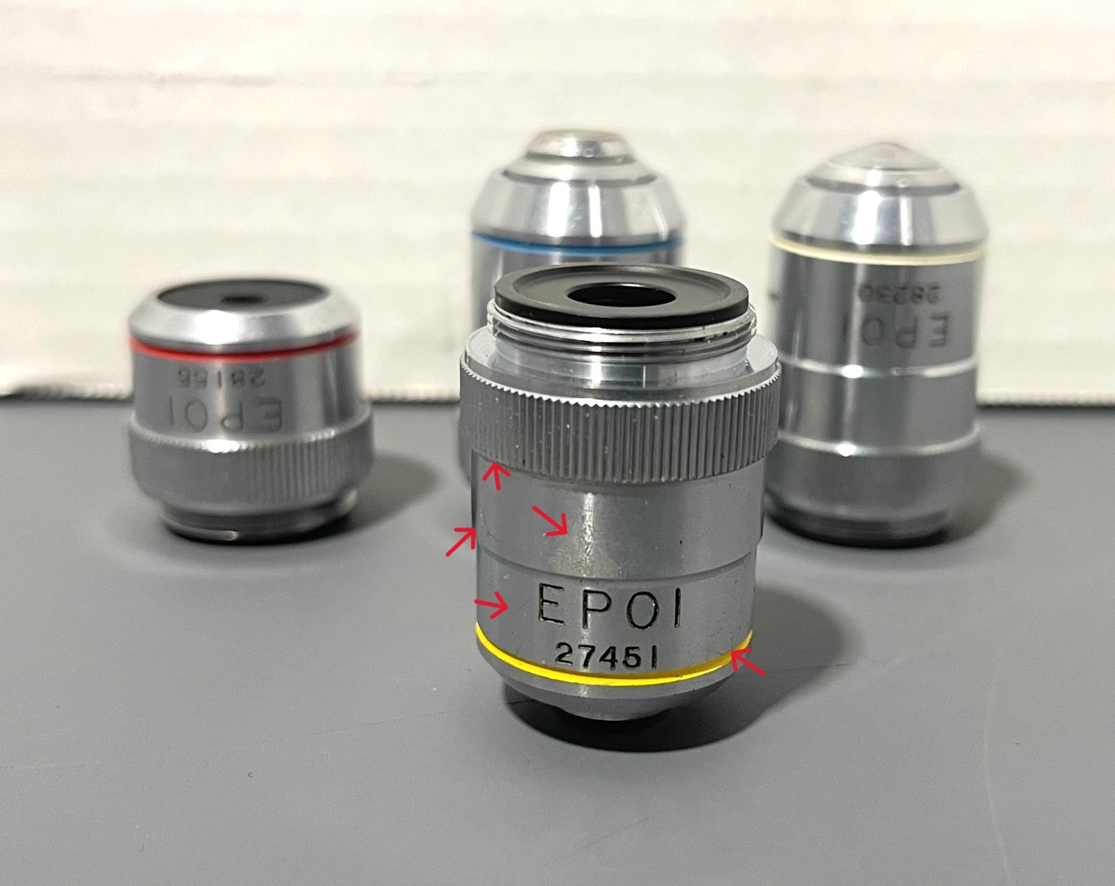 Mixed Lot of EPOI 4/0.13 10/0.25 40/0.65 OiL 100/1.25 Microscope Objectives