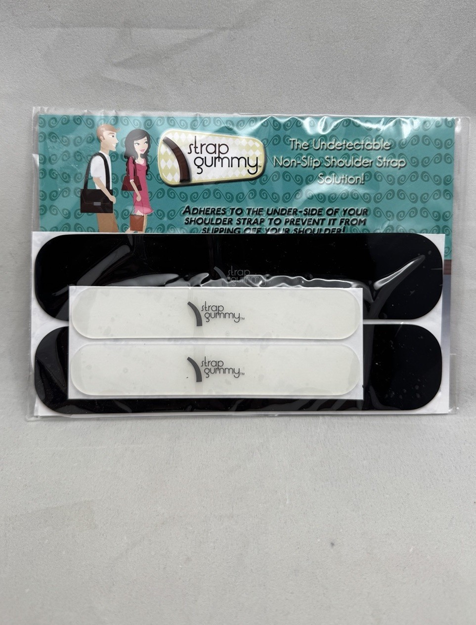 Strap Gummy® Non Slip Shoulder Strap Grip Strip Pads 2 Lg 2 Sm Set of 4