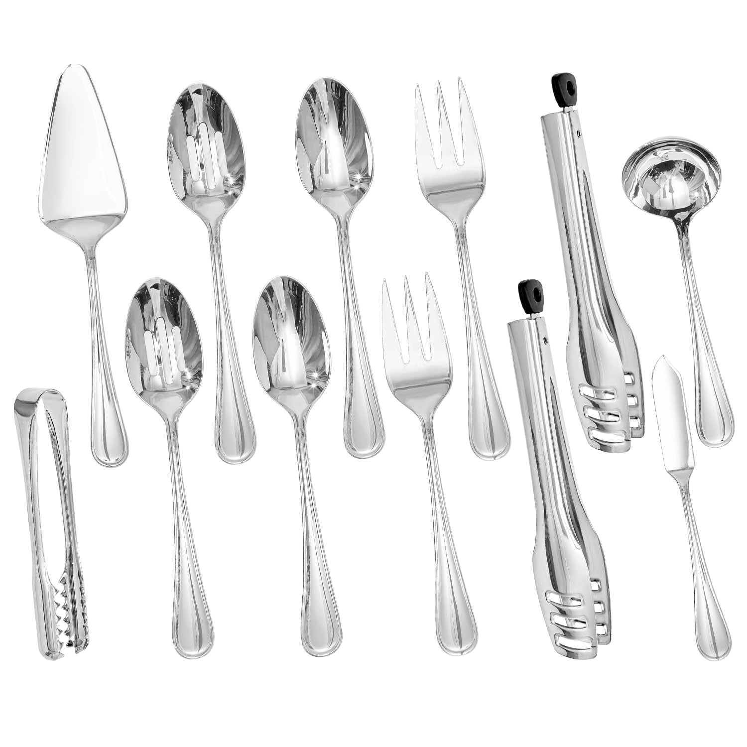 12 Piece Teardrop Serving Utensils Set, 18/10 Stainless Steel Serving Utensil...