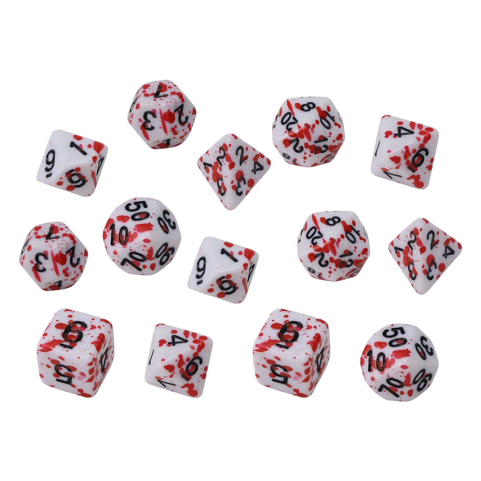 14 Pieces Blood Splatter Dice Polyhedral 7-Die Dice Set for  DND Role6532