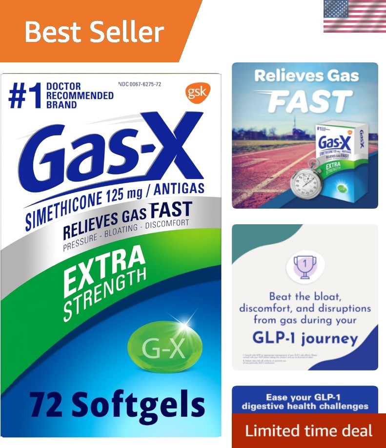 Extra Strength Gas Relief Softgels with Simethicone 125 mg for Bloating Relie...
