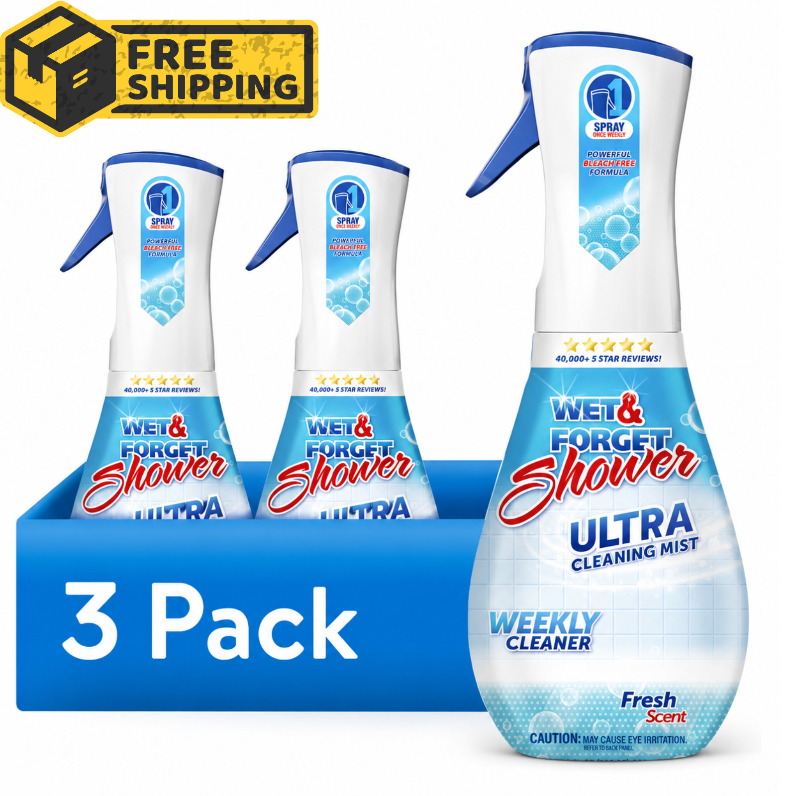 3 Pack Wet & Forget Shower Ultra Cleaning Mist Fresh Scent 16.9oz Weekly Cleaner