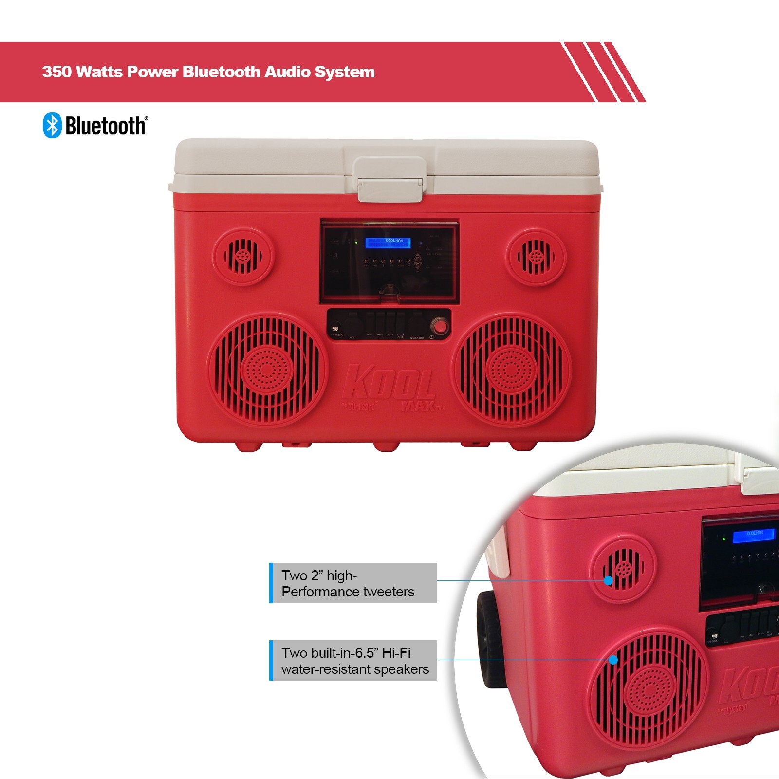 KoolMAX 40 Qt Cooler 350W Audio System Bluetooth Speaker Power Station -Refurber