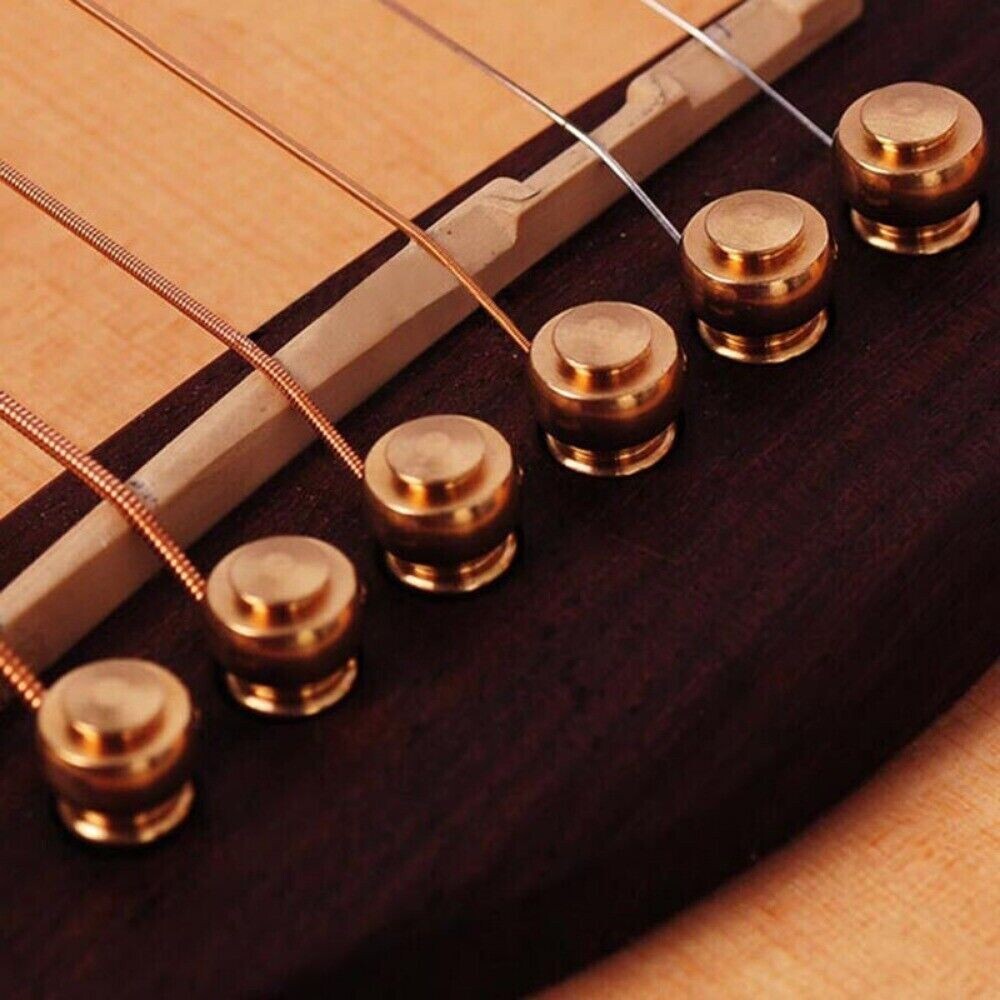 MusicianAtHeart 6 Slotted Brass Bridge Pin Set For Fender Acoustic Guitars