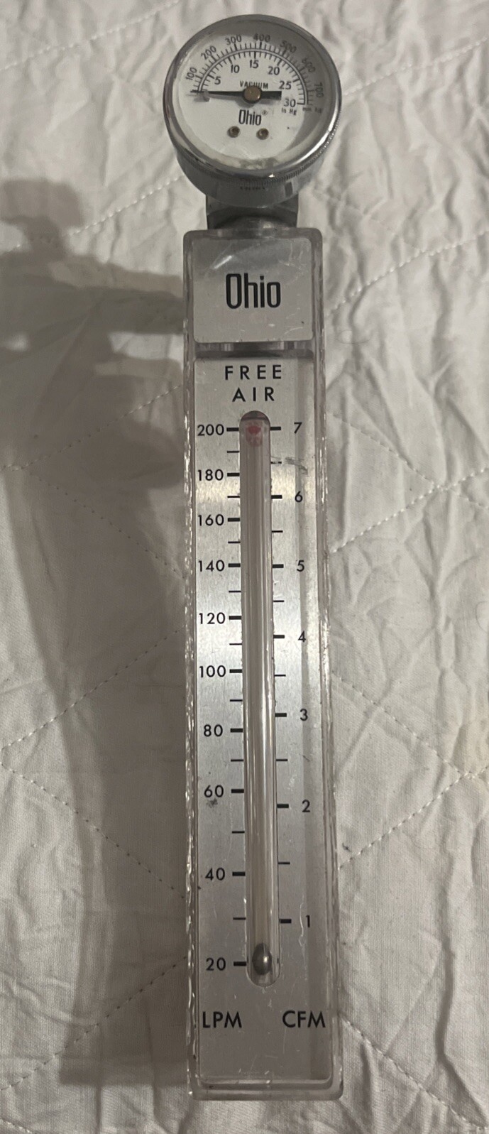 Vtg OHIO RMB Series Free Air LPM CFM Vacuum Gauge Meter Untested Parts -Repair