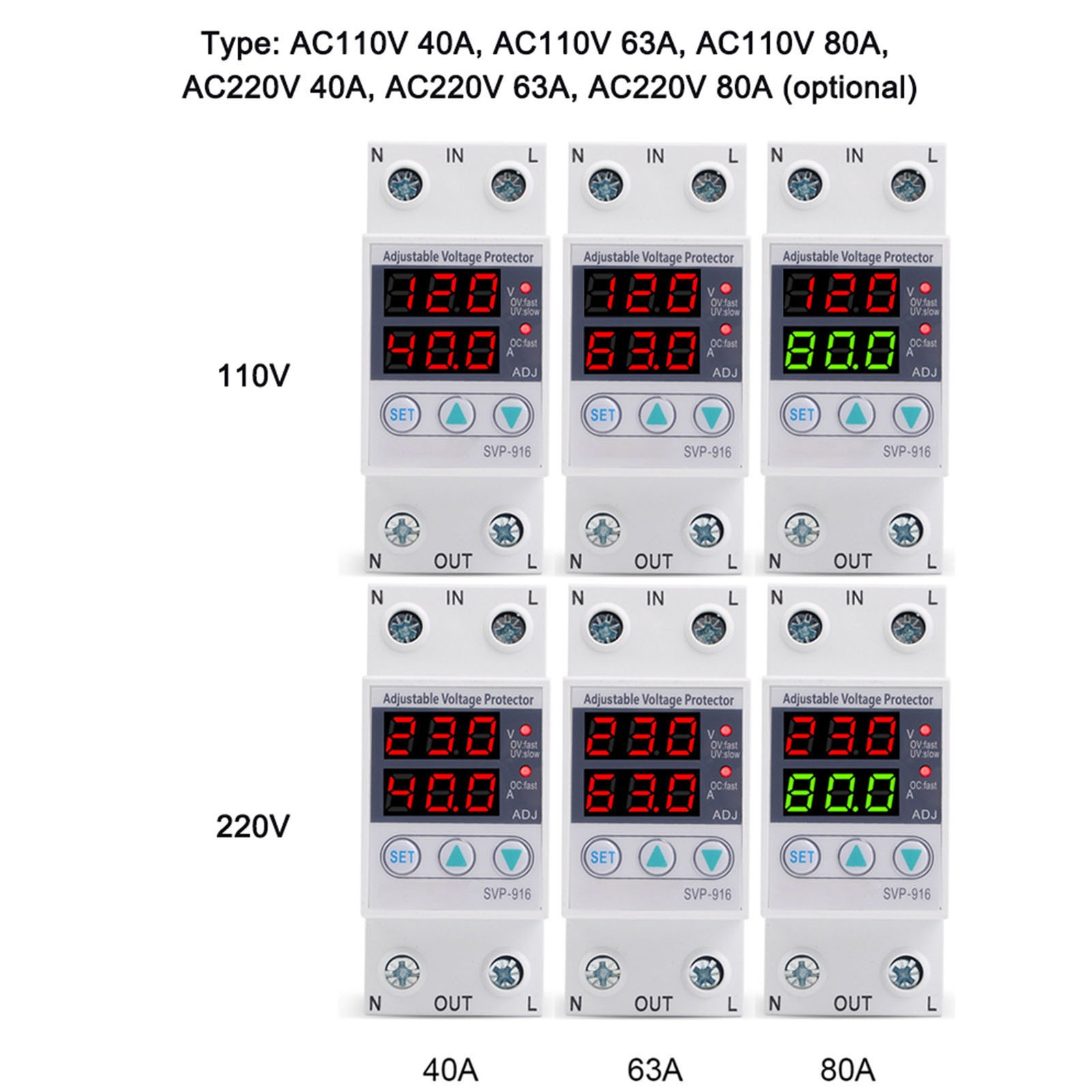 1-Multifunctional Adjustable Voltage Limit Current Protector Self-resetting GIWW