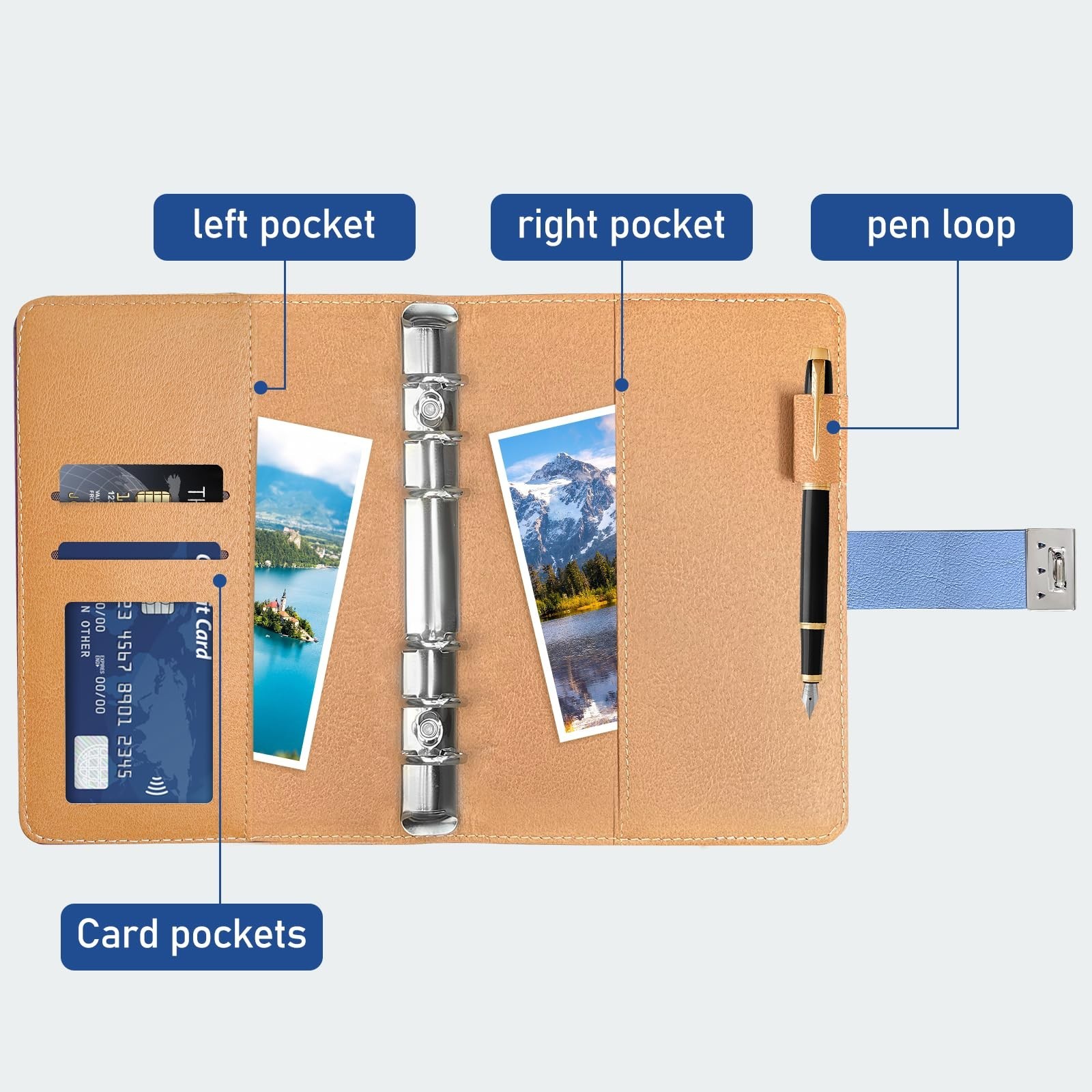 Refillable Password Book Binder with Lock & Tabs, 576 Passwords, Large Print, Bl