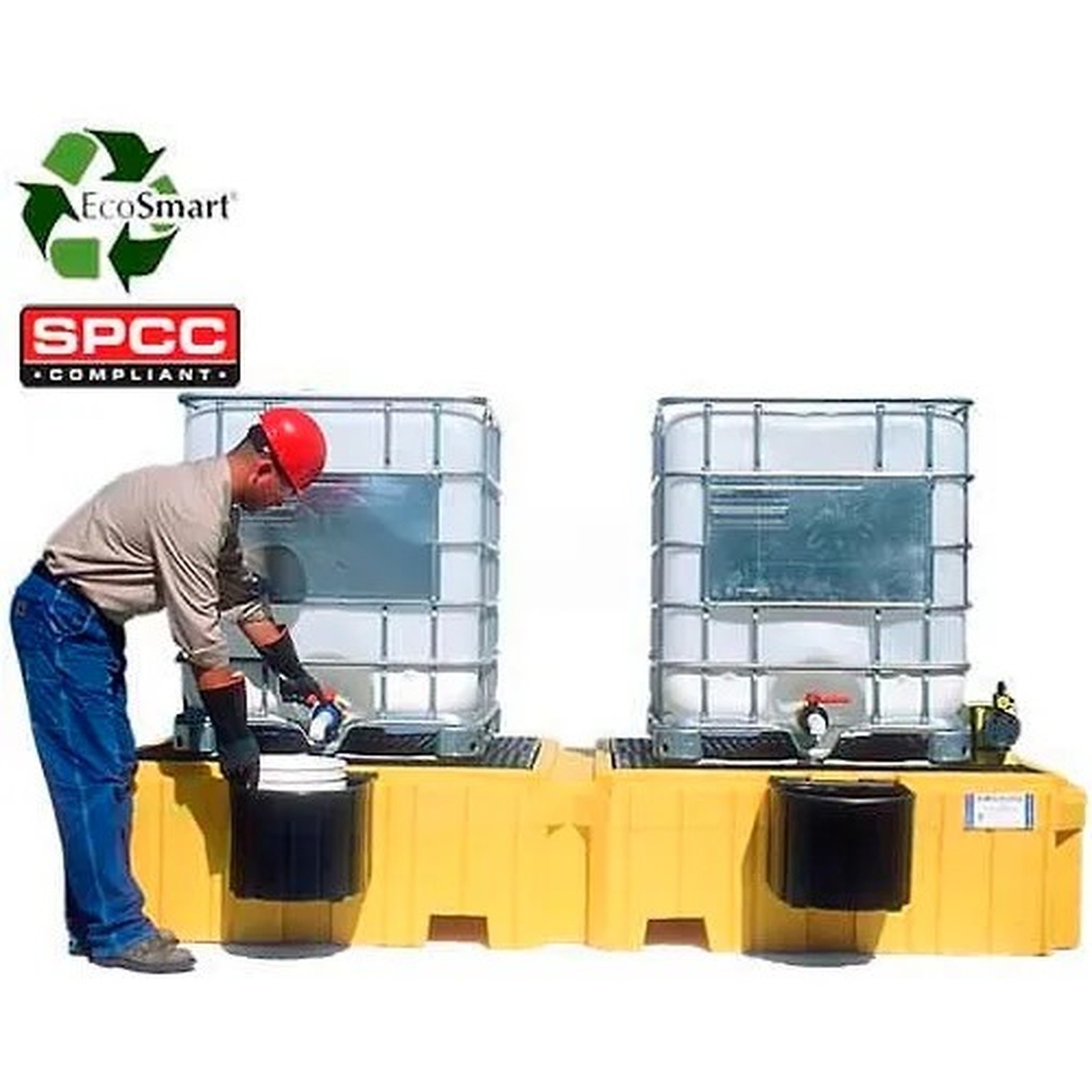 UltraTech Ultra-Twin IBC Spill Pallet? 1147 - with Drain & 2 Bucket Shelves