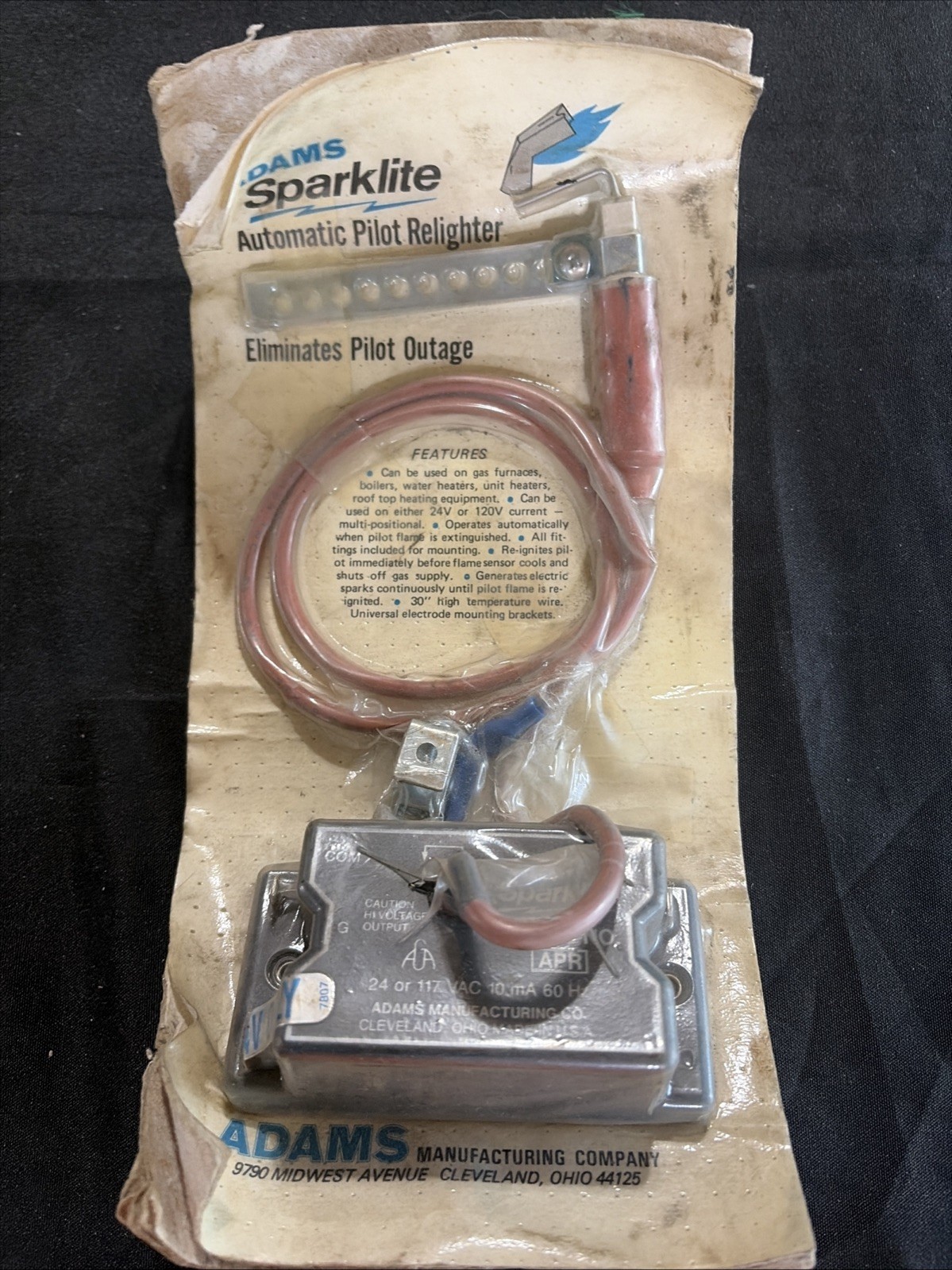 APR ADAMS Sparklite Automatic Spark 24/117  Pilot Relight  APR Relighter MV1