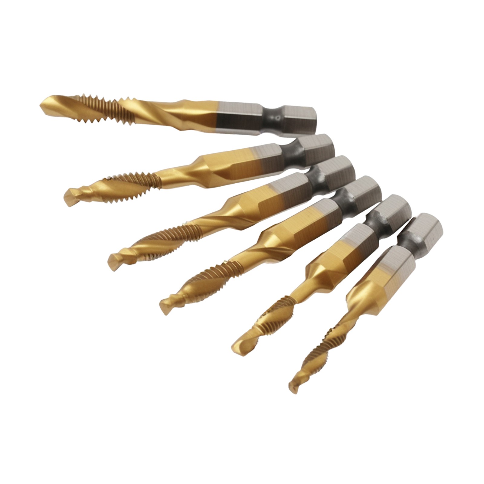 6 Pack Combination Drill and Tap Set, Professional HSS Titanium Thread Tap Drill