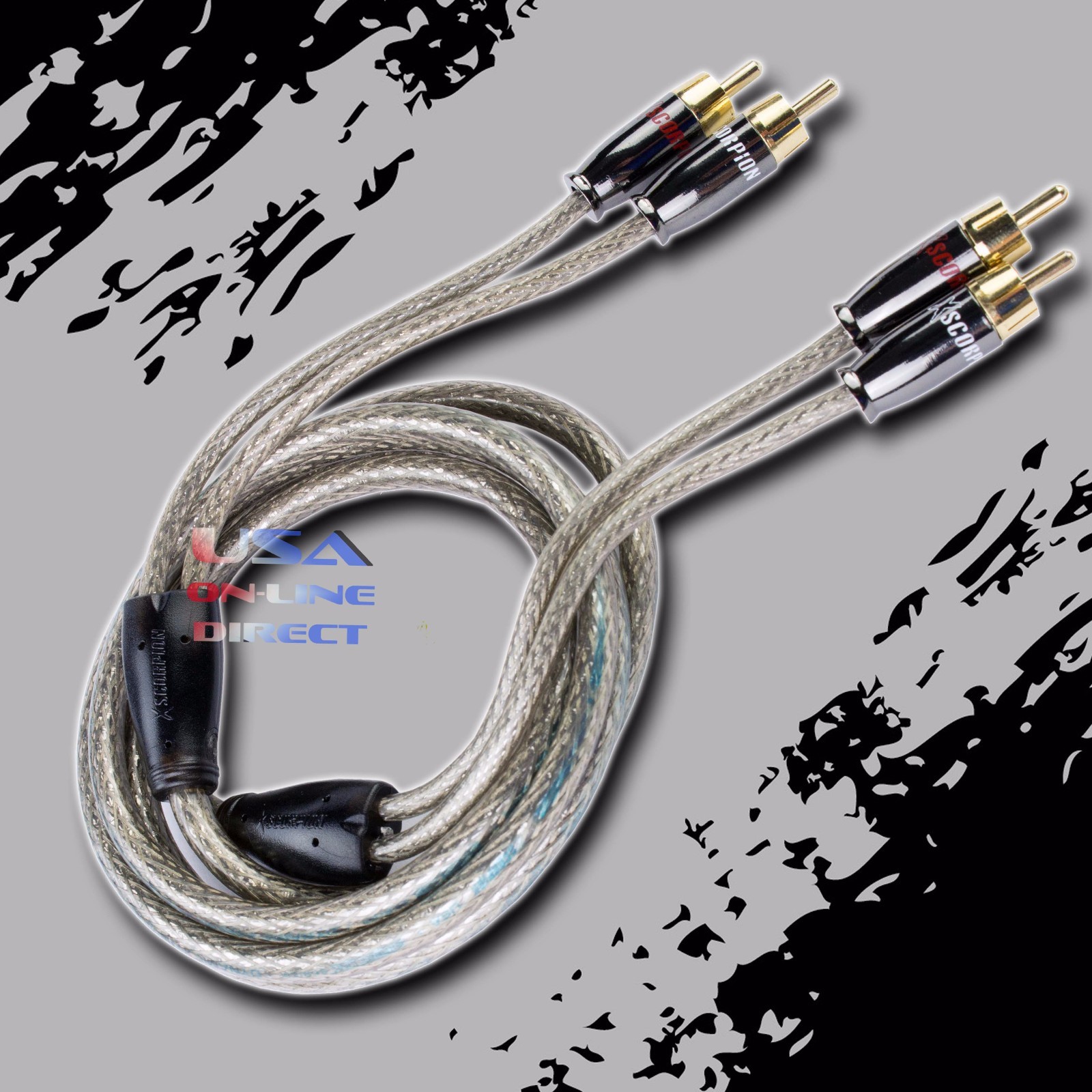 2PCS 12FT CAR STEREO AUDIO RCA INTERCONNECT QUAD SHIELDED CABLE HOME MARINE USA