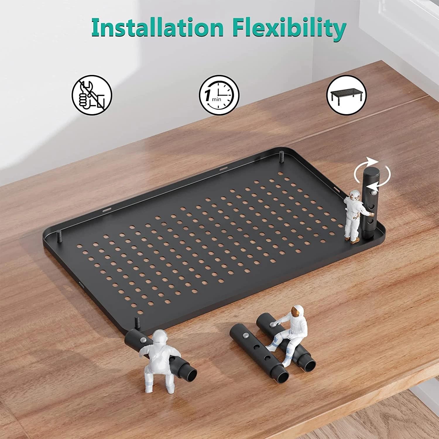 Adjustable Metal Monitor Stand Riser Laptop Printer Shelf 44lb Ventilated