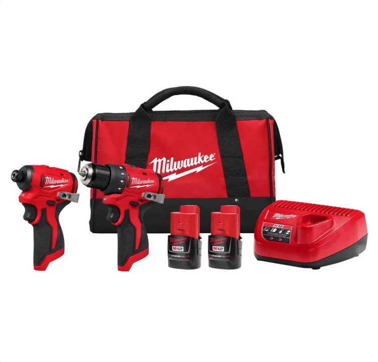 Milwaukee Tool 3494-22 M12 Scpbl 2 Piece Combo Kit, (2) 2.0 Ah