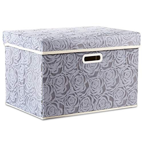 Larger Collapsible Storage Box with Lid [1-Pack] Fabric Large(1-Pack) Gray