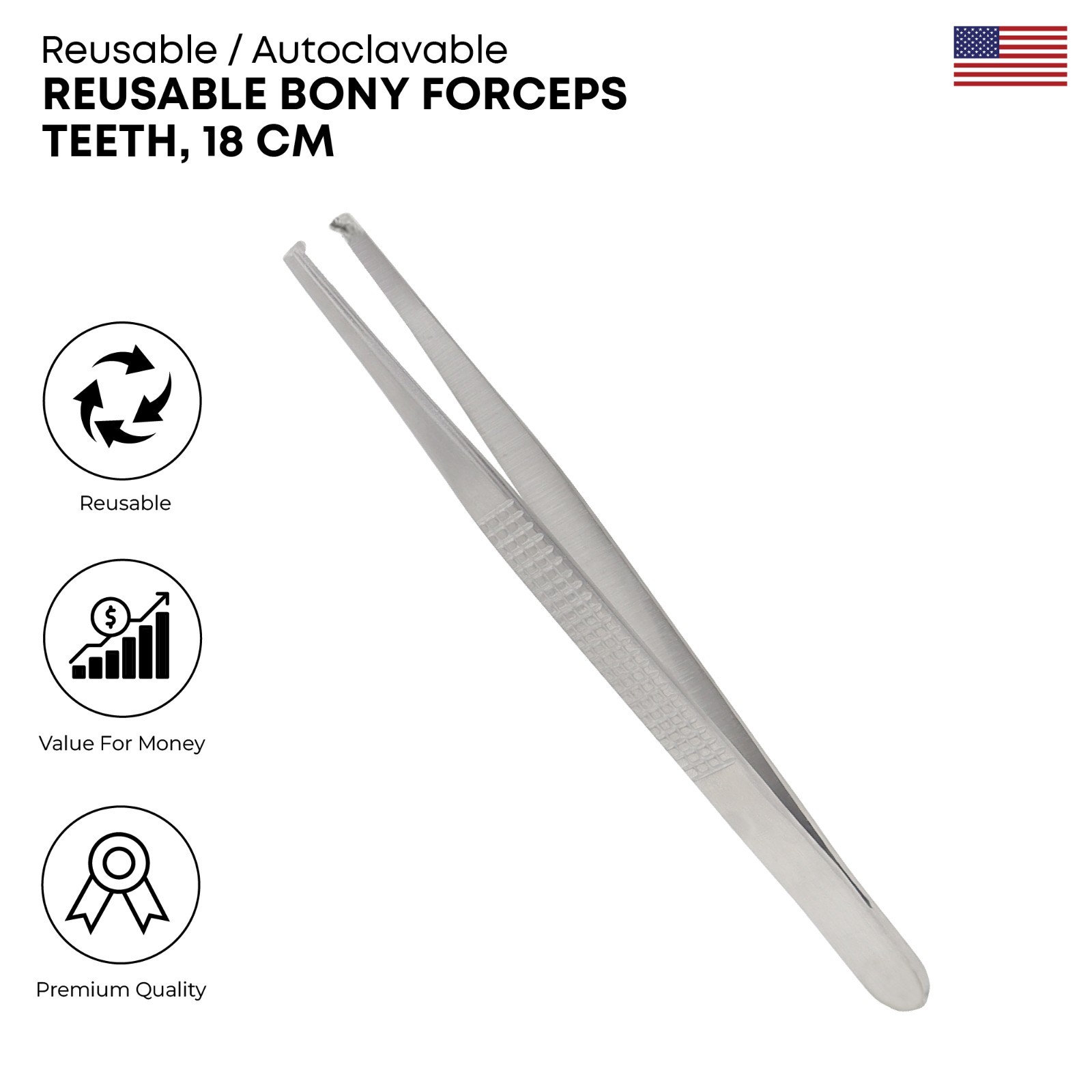 Bony Forceps 18 cm with Teeth Stainless Steel Surgical Instruments German Grade
