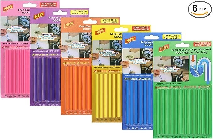 New Sani Sticks Drain Cleaner And Deodorizer 72 pack (Color Set 6) Best Deal USA
