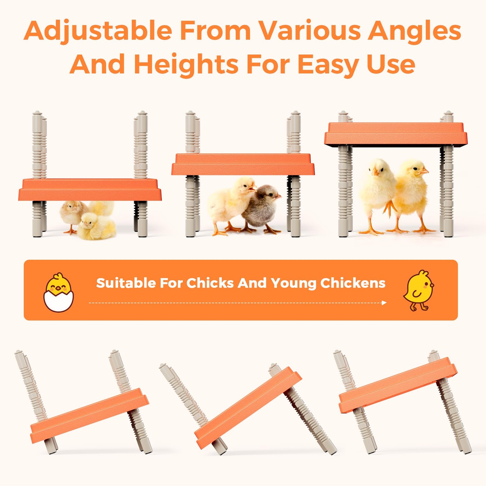 Chick Brooder Heating Plate 10" x 10" with Anti-Roosting Cone, Stepless Adjus...