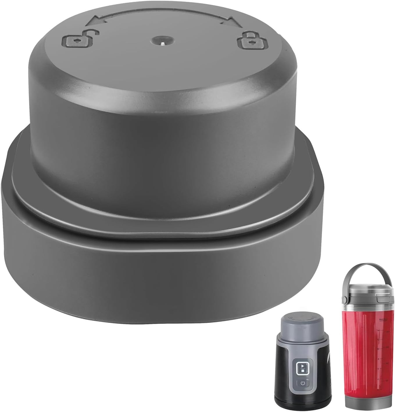 Ninja Blast Blender Blade Cover & Vessel Cap, Leakproof, Dishwasher-Safe, Grey