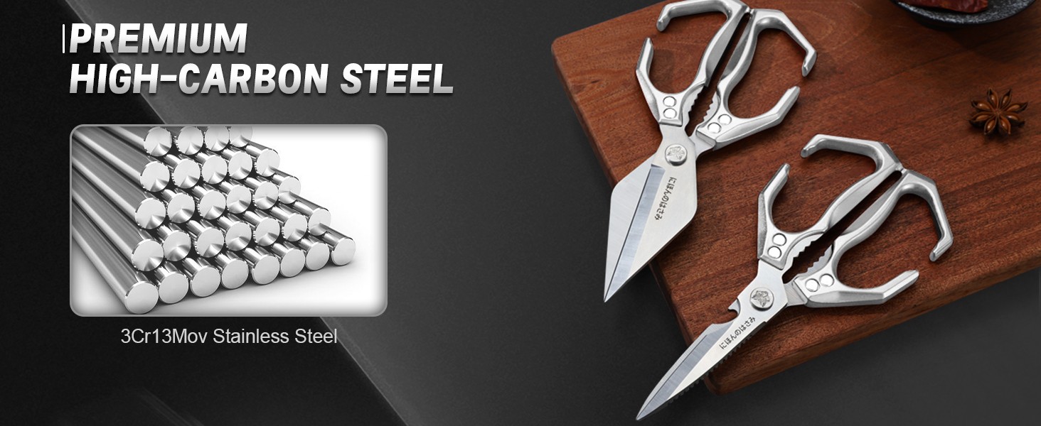 Kitchen Scissors Set for Food with Sharp Bone-Cutting Blades | Multi-Use Poultry