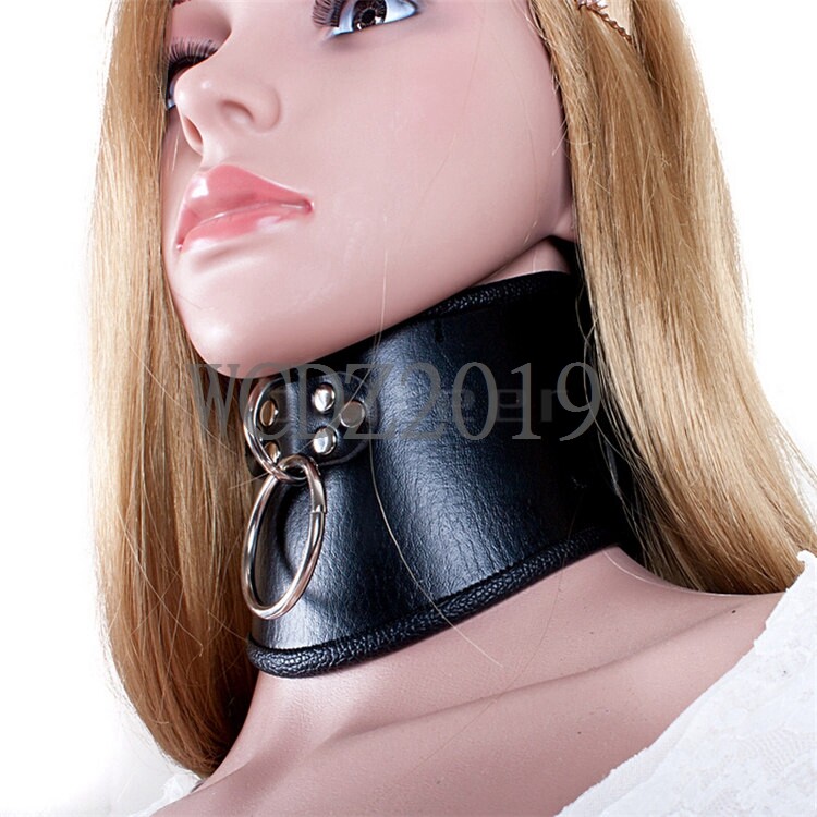 PU Leather Neck Collar Cuffs Locking Posture Strict Bondage Corset Slave Cosplay