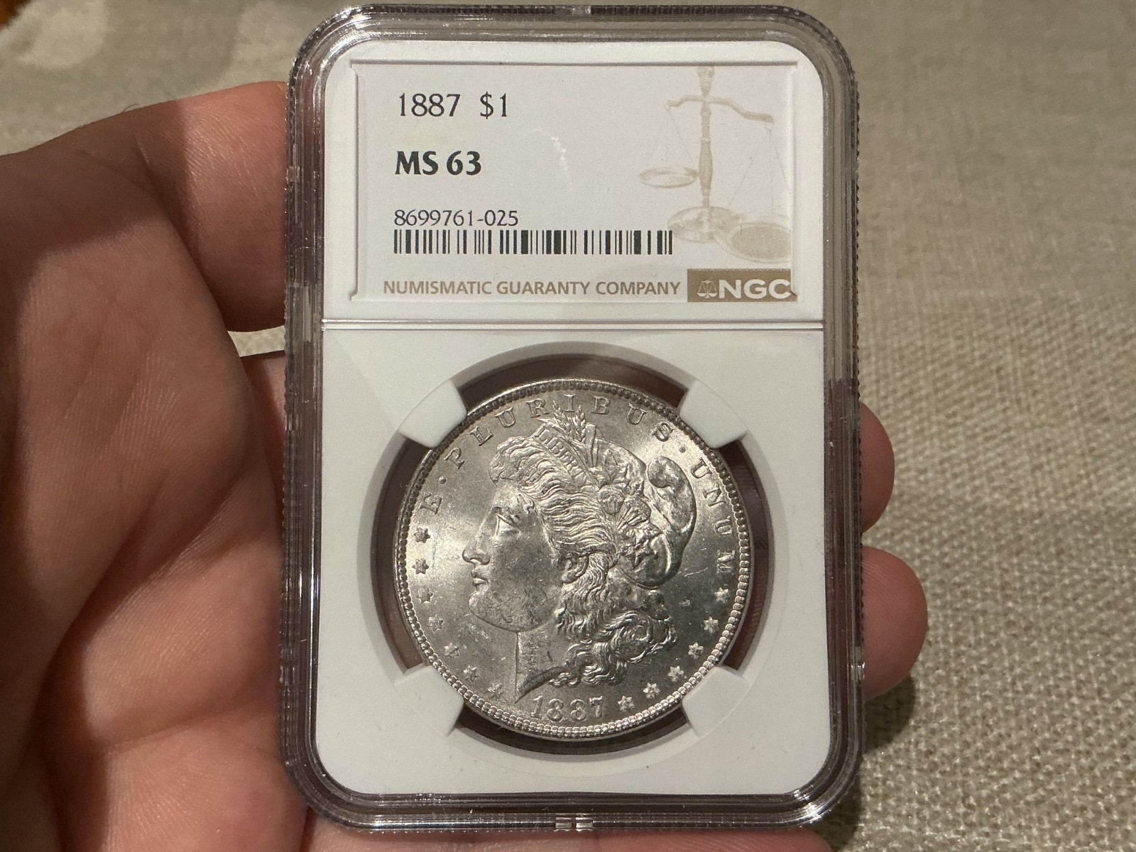 1887 Morgan Silver Dollar MS63 NGC