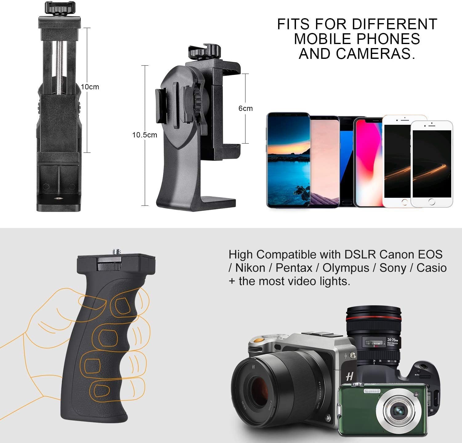 2in1 Ergonomic Portable Action Camera+Smartphone SYN Hand Grip Black
