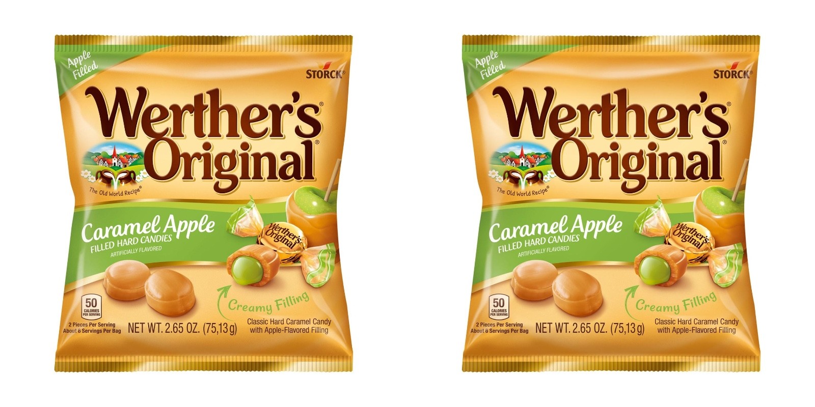 2 Pack Werther’s Original Caramel Apple Filled Hard Candies 2.65 oz each