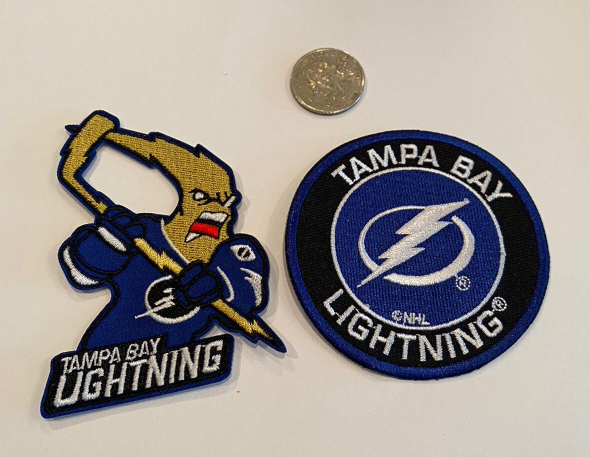(2)-Tampa Bay Lightning  Embroidered Iron On Patches. 3"x 3”& 3.5”x 3” Awesome!
