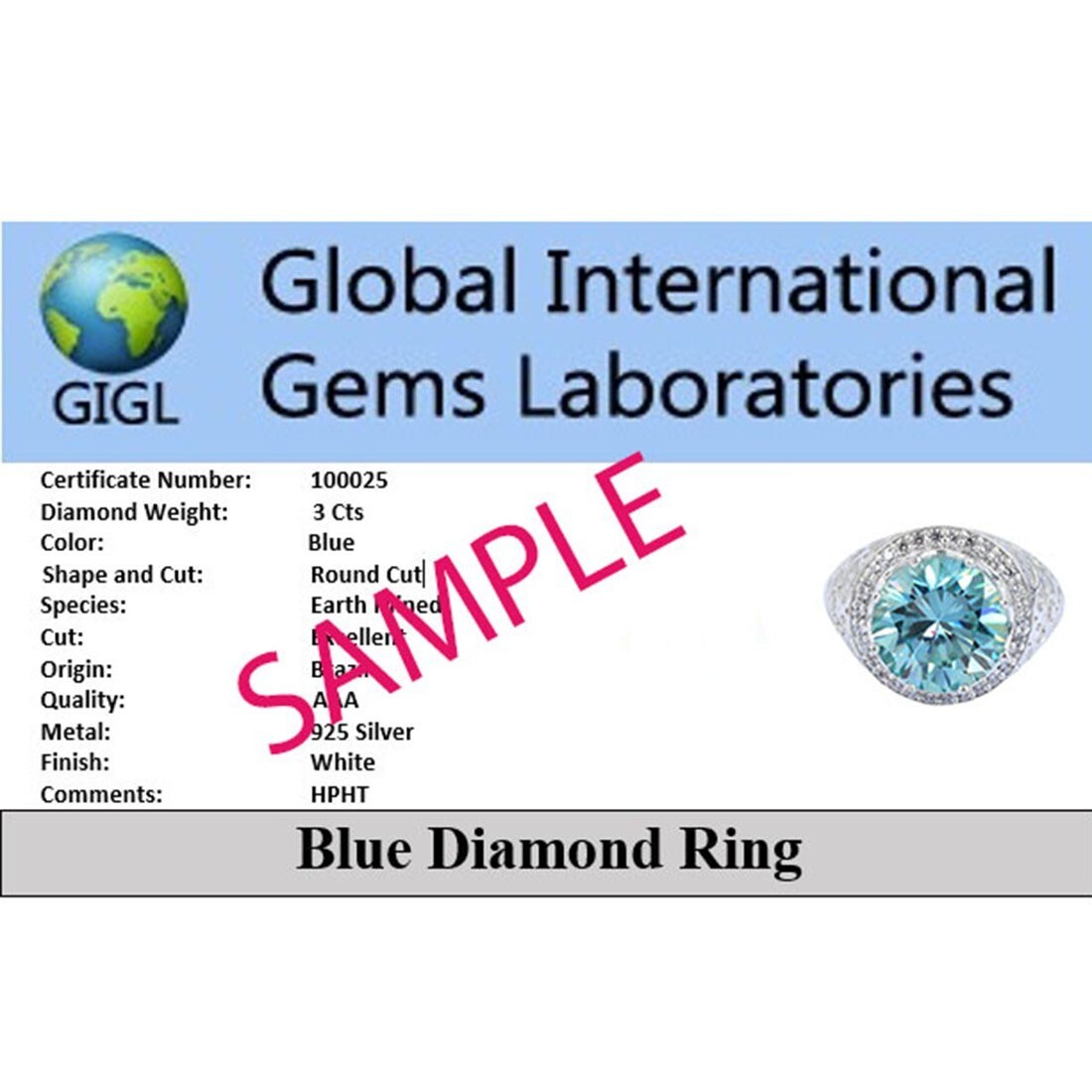 Certified 7.50 Ct Blue Treated Diamond Round Cut Solitaire Ring 925 Silver Ring