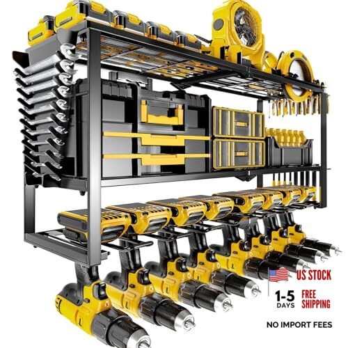Power Tool Organizer Wall Mount, Heavy Duty 8 Drill 3-Tier 8 Drill Holders