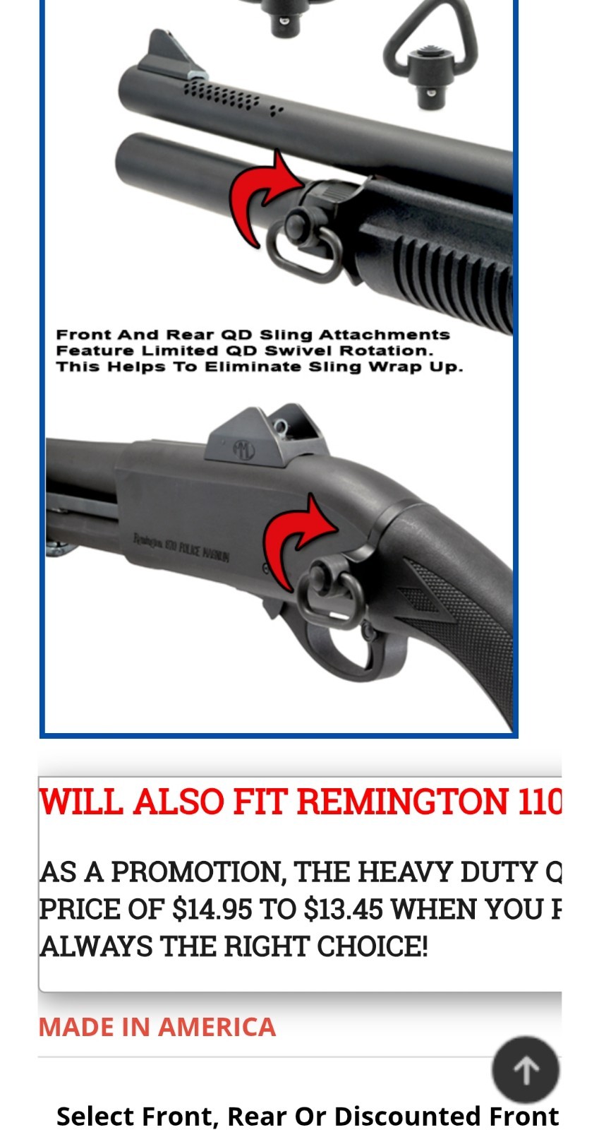 GG&G Remington 870 Rear Sling Attachment W/hd Qd Swivel 1399  #2902