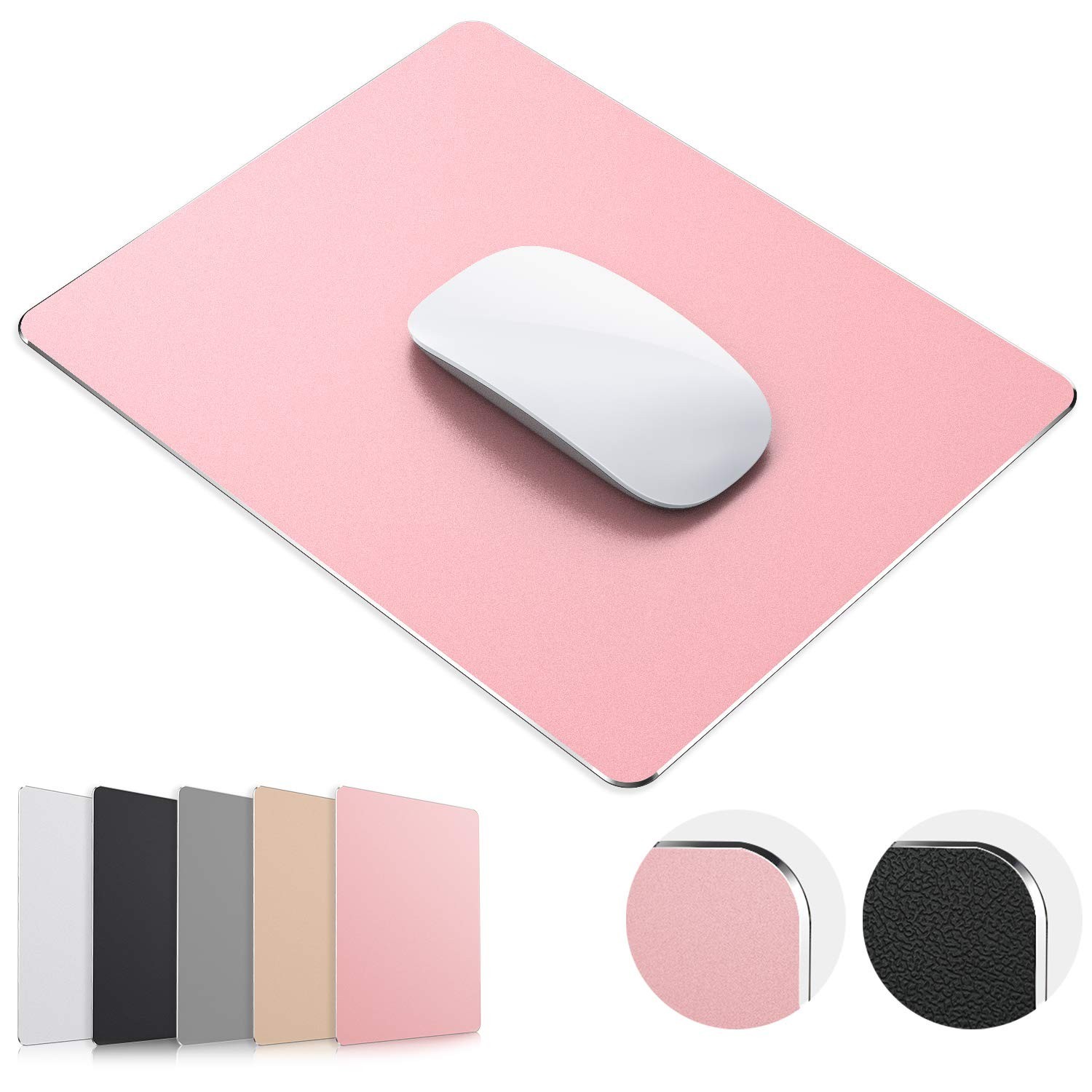 Mouse Pad, Rose Gold Premium Hard Metal Aluminum Mousepad, Double Side Waterp...