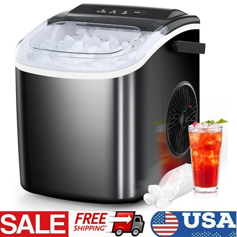 Ice Maker Countertop Portable Ice Machine w/Self-Cleaning 26.5lbs/24Hrs for Home