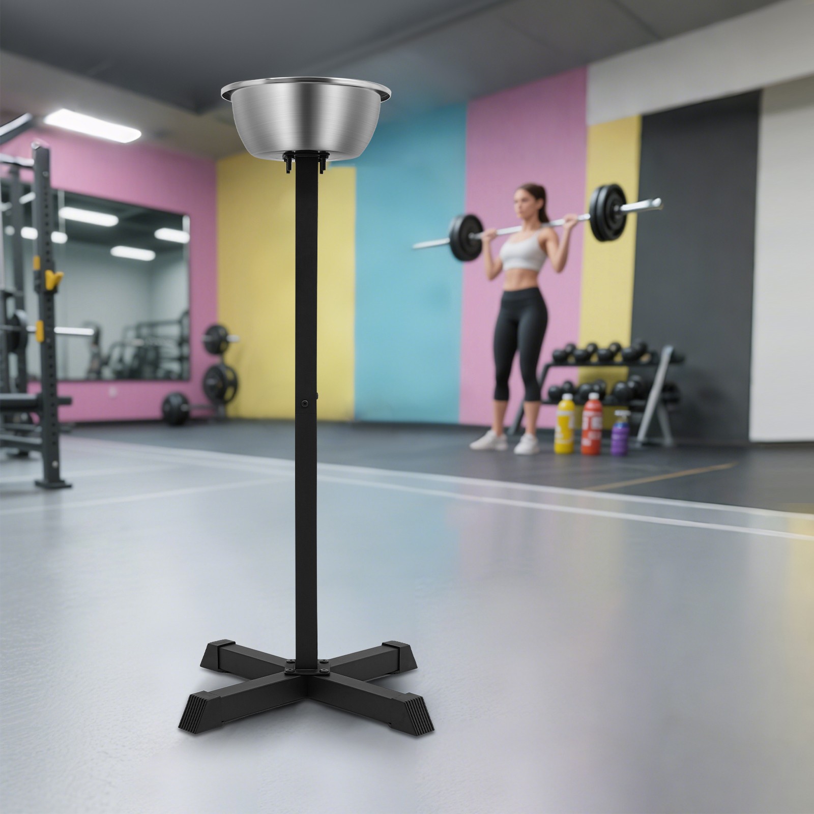 Portable Gym Chalk Stand,Freestanding Holder Gym Chalk Bowl, Steel Chalk Stand