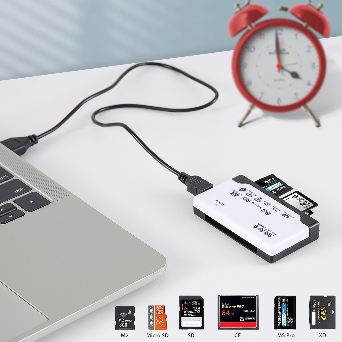 6 in 1 Card Reader USB 2.0 Type C Micro SD TF CF Smart Memory Adapter Laptop