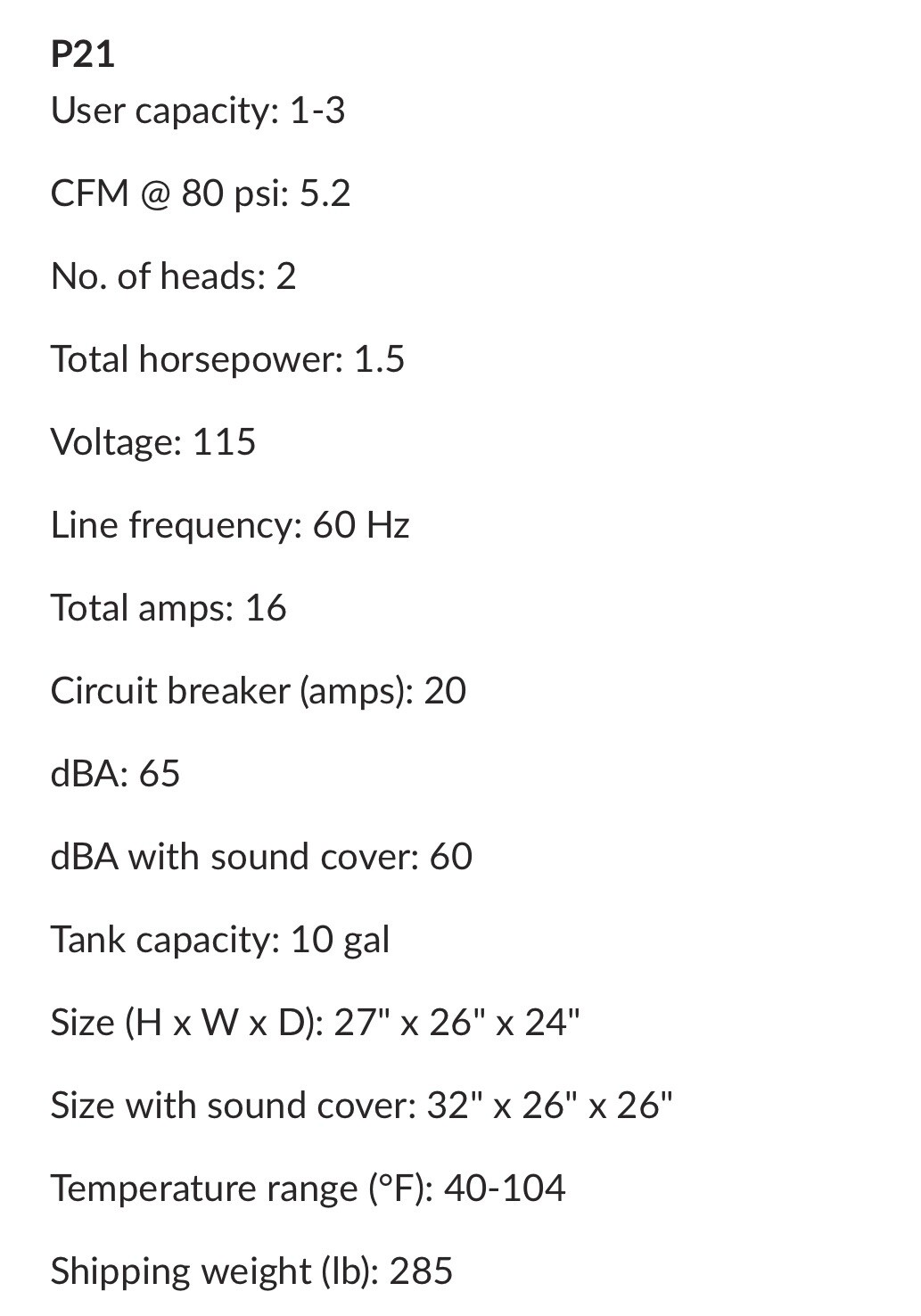 Dental Dentistry Midmark Oil Less Air Compressor P21