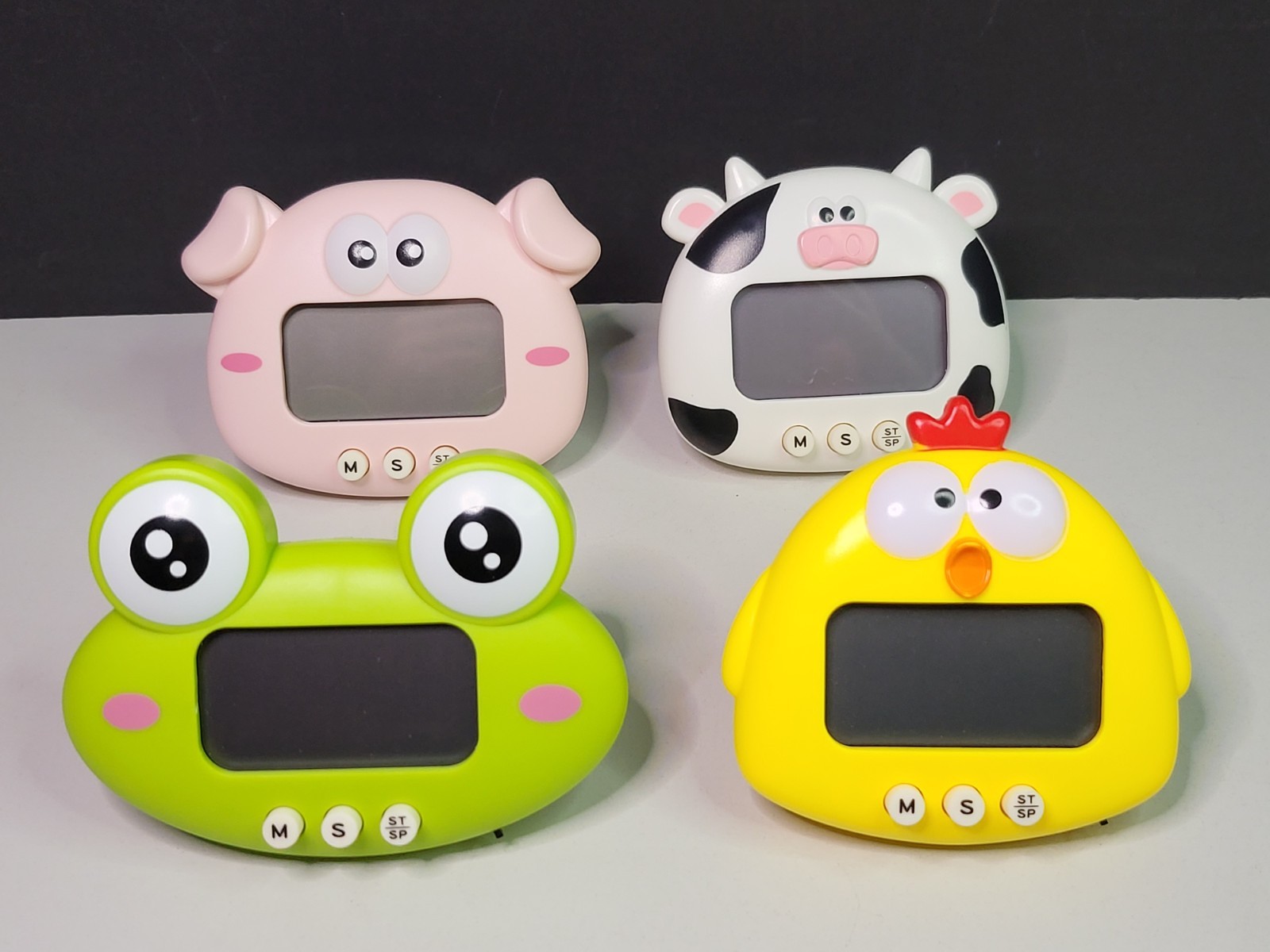 Kitchen Digital Timer Stopwatch Farm Animals Lot Of 4 Cooking Tools Magnetic