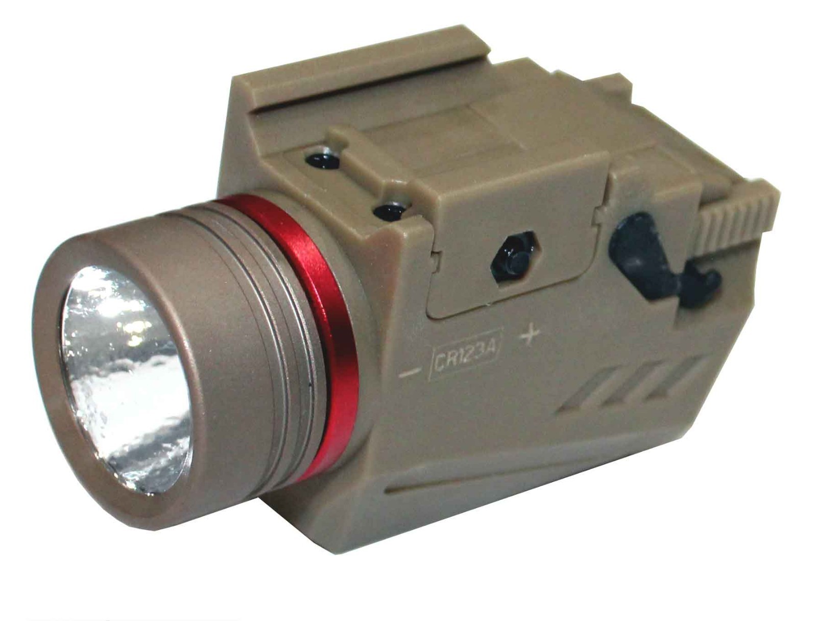 Trinity Flashlight 300 lumens tan polymer compatible with Glock g-17 model.