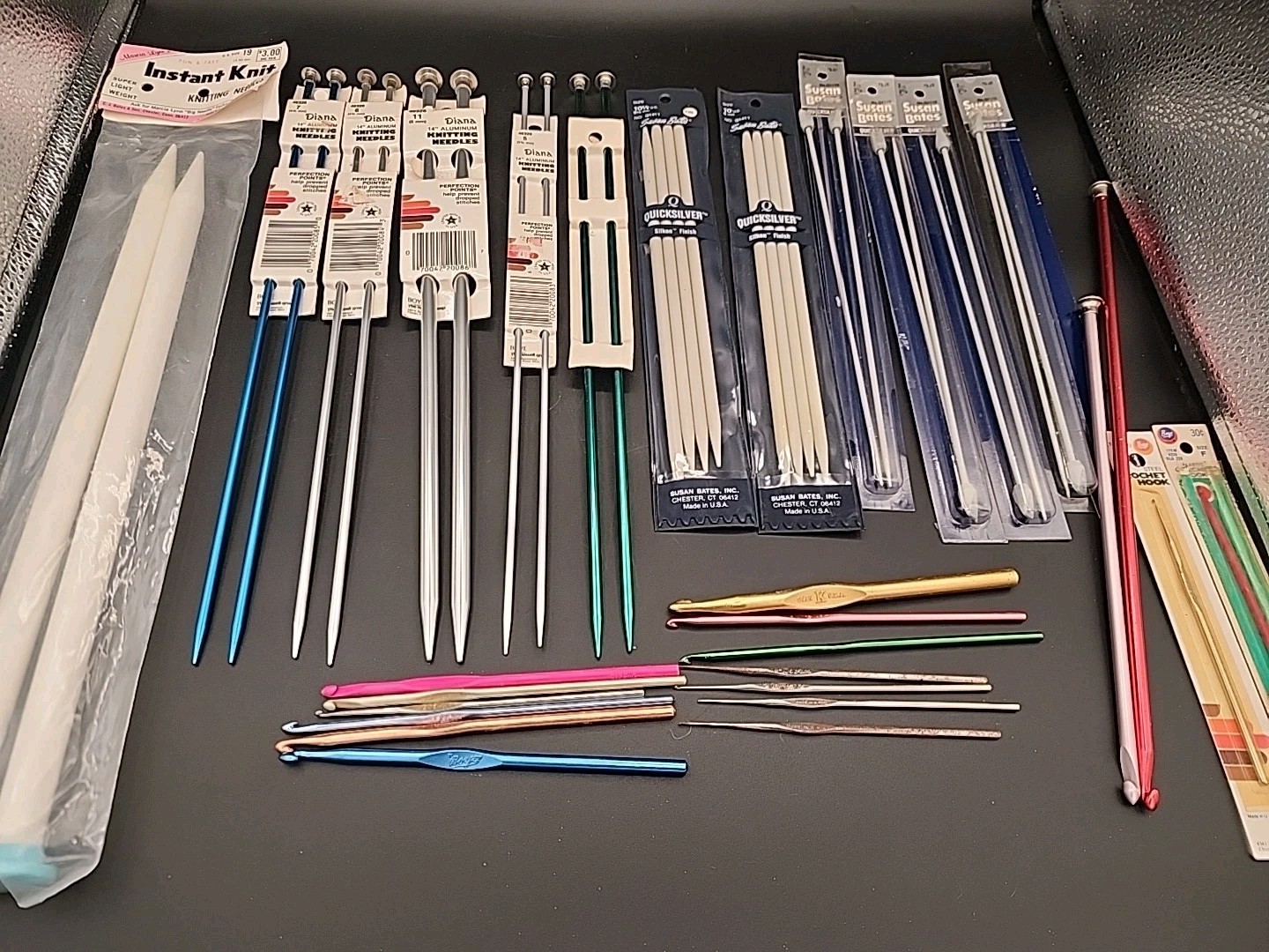Lot of 15 pairs New Vtg/Mod Knitting Needles & 19 NEW/USED Vtg/Mod Crochet Hooks