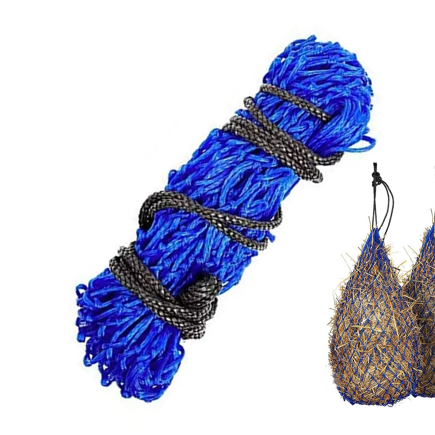 ZR ZHENGRONG Slow Feed Hay Net,36-Inch Length, 5-Inch Holes, 1pc, Blue