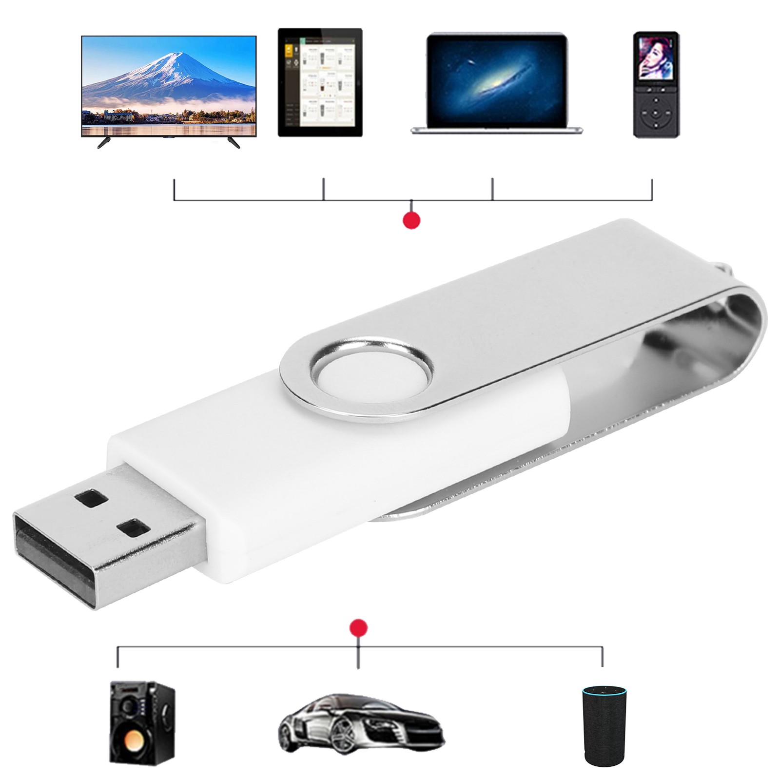 USB Flash Drive Candy White Rotatable Portable Storage For PC T-DSO