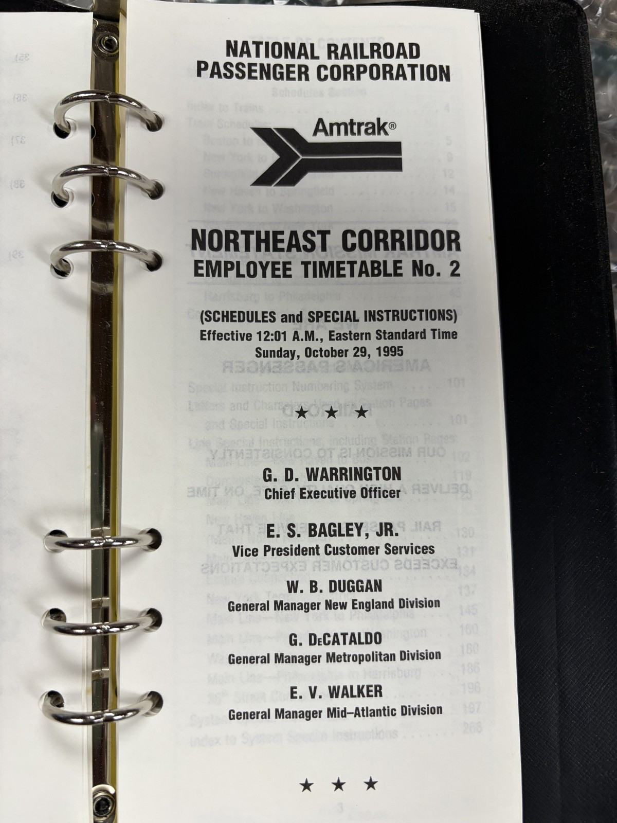 Amtrak Northeast Corridor Employee Timetables 1993 1995